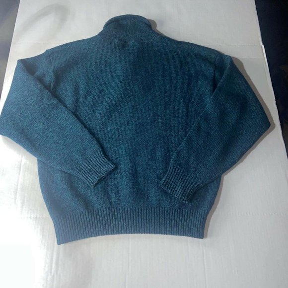 Vintage Eddie Bauer Mens Teal Wool / Nylon Cardigan Size Large Made in USA - Picture 4 of 4